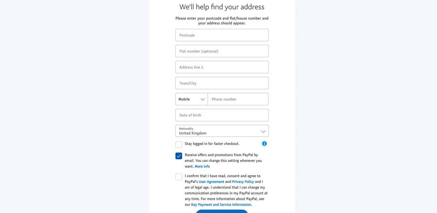 Adding address to your PayPal account