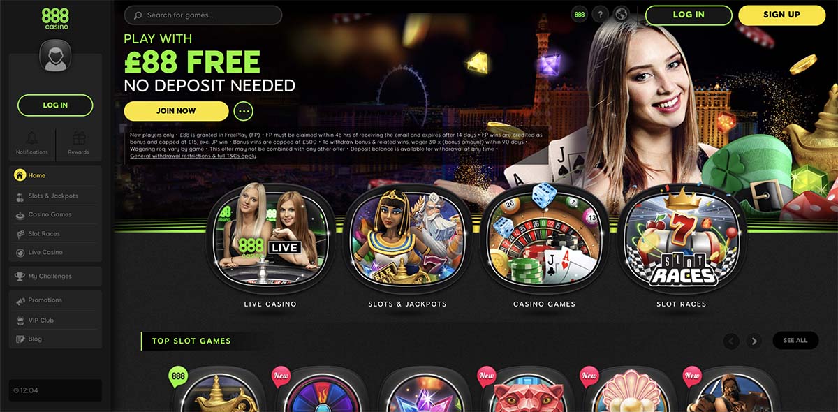 888 Casino Homepage