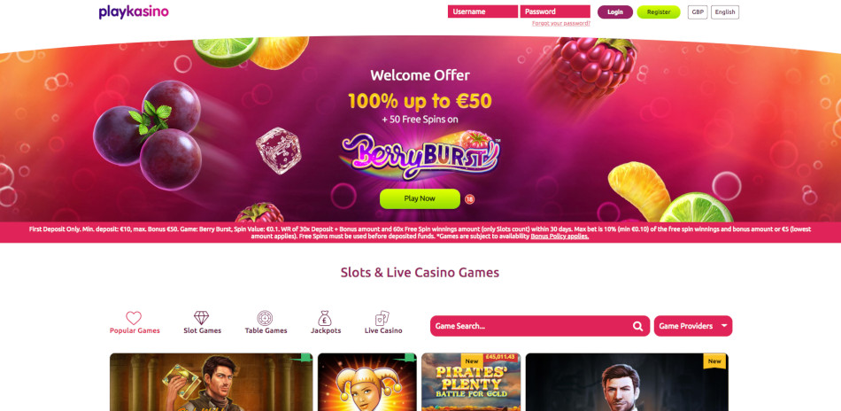 PlayKasino Homepage UK