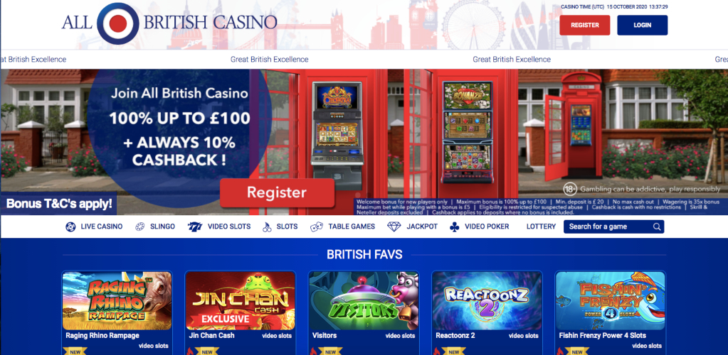 All British Casino Cashback Bonus
