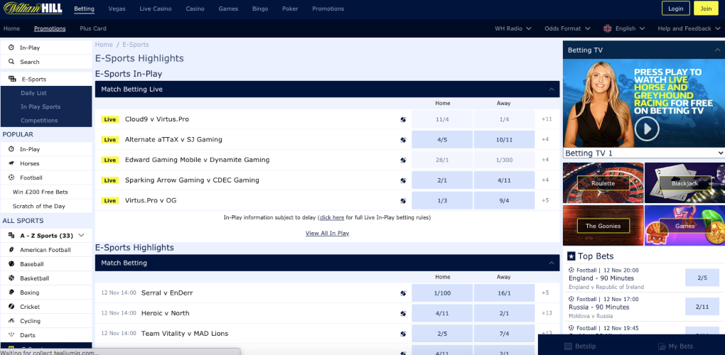 William Hill eSports Betting UK