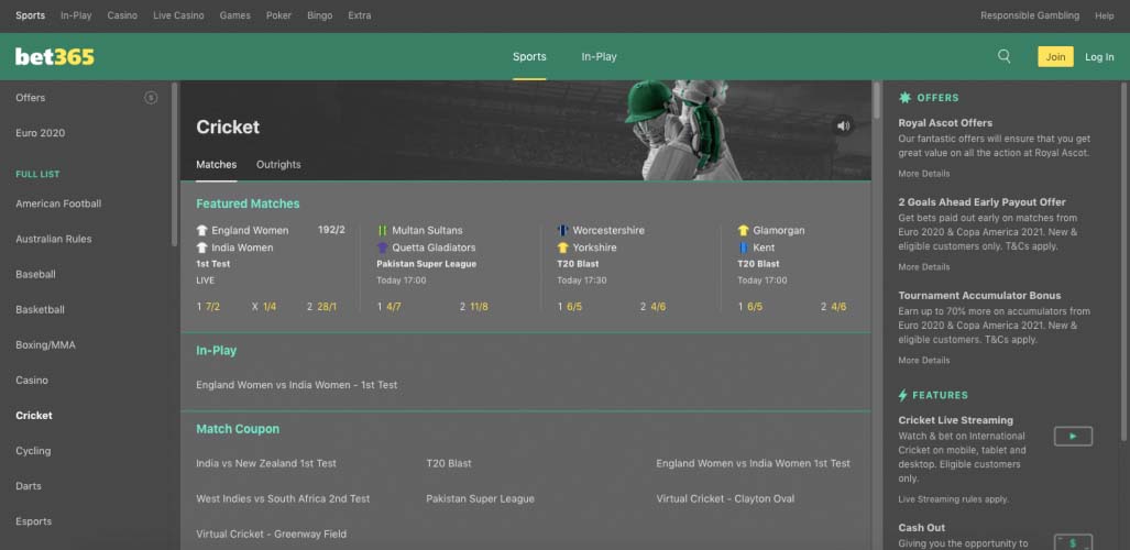 Bet365 Cricket Betting