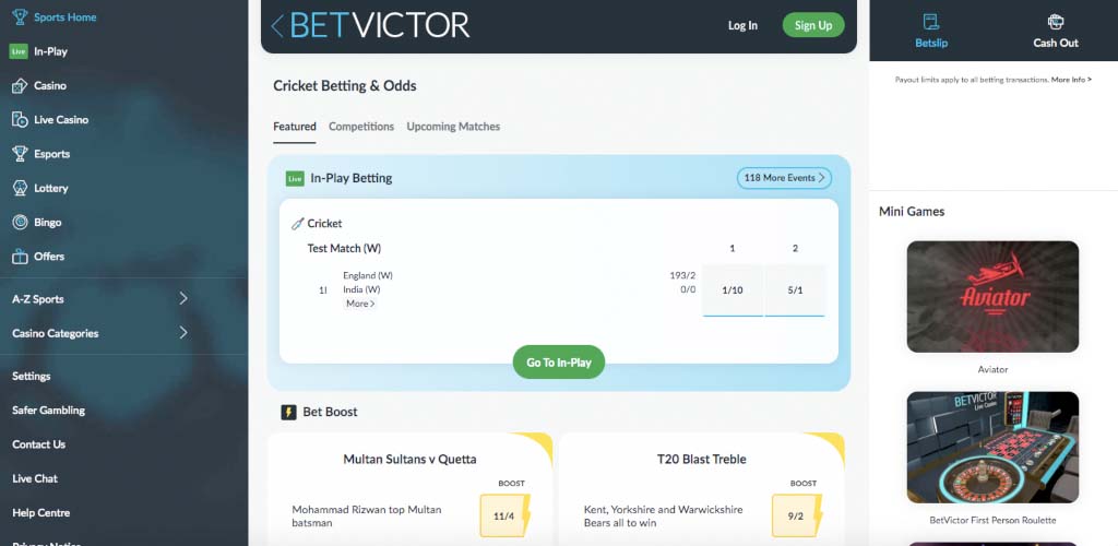BetVictor Cricket Betting