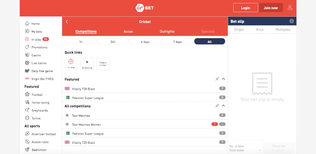 VirginBet Cricket Betting
