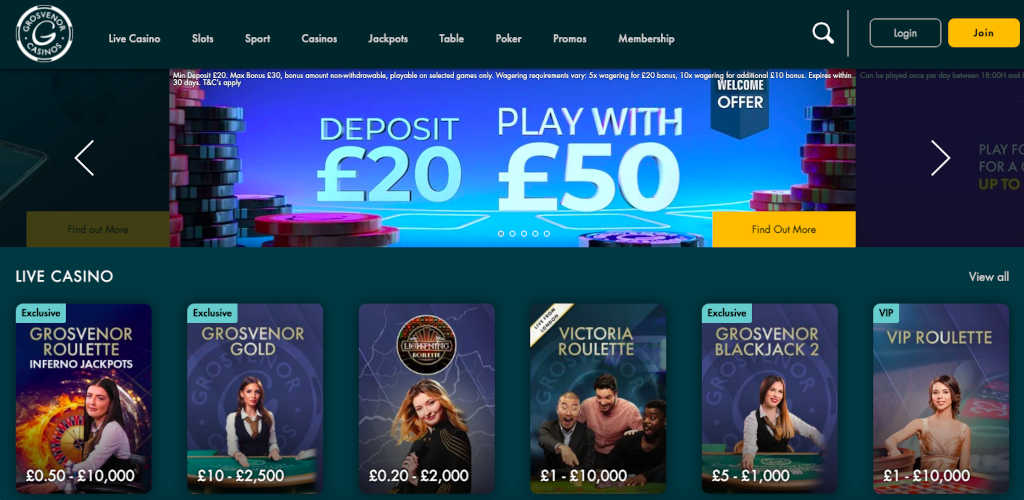 Grosvenor Casino Low Deposit Casino UK